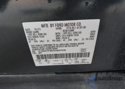 2016 Ford Explorer Limited from USA, damaged, VIN 1FM5K7F86GGB27936